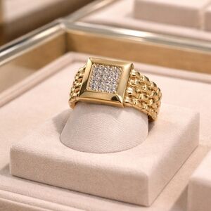14K Gold Plated Square Statement Ring